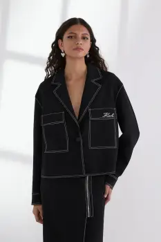 Karl Lagerfeld geaca jeans culoarea negru, de tranzitie, A3W14041 imagine