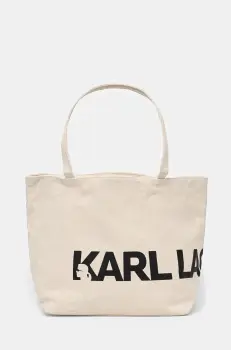 Karl Lagerfeld geanta de bumbac culoarea bej, 246W3886 imagine