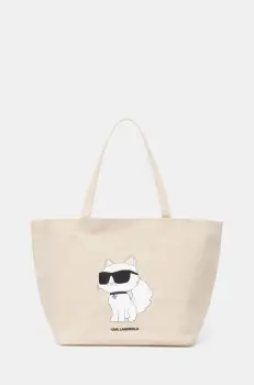 Karl Lagerfeld geanta de bumbac culoarea bej, A1W50022 imagine