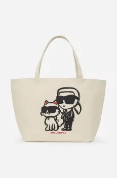 Karl Lagerfeld geanta de bumbac culoarea bej, A2W50026 imagine