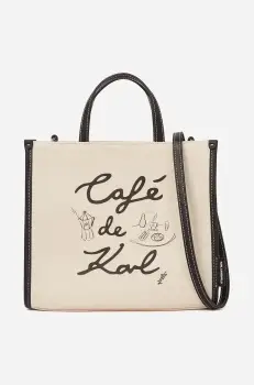 Karl Lagerfeld geanta de bumbac culoarea bej, A2W50028 imagine