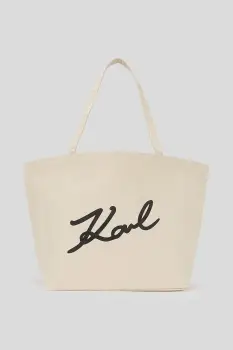Karl Lagerfeld geanta de bumbac culoarea bej, A3W50108 imagine