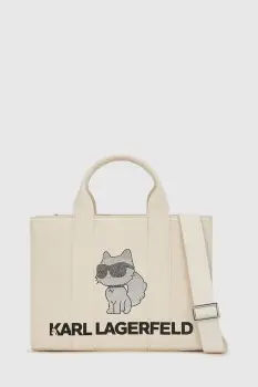 Karl Lagerfeld geanta de bumbac culoarea bej, A4W50053 imagine