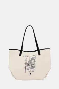 Karl Lagerfeld geanta de bumbac culoarea bej, A4W50057 imagine