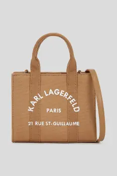 Karl Lagerfeld geanta de bumbac culoarea maro, A3W50118 imagine