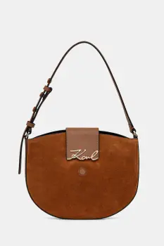 Karl Lagerfeld geanta de mana din piele intoarsa K/SIGNATURE culoarea maro, B1W30196 imagine