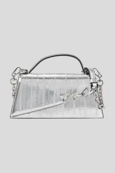 Karl Lagerfeld geanta de piele culoarea argintiu, A3W30050 imagine