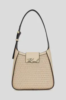 Karl Lagerfeld geanta de piele culoarea bej, A3W30048 imagine