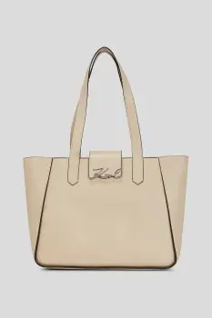 Karl Lagerfeld geanta de piele culoarea bej, A3W30133 imagine