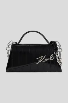 Karl Lagerfeld geanta de piele culoarea negru, A3W30050 imagine