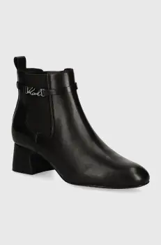 Karl Lagerfeld ghete chelsea de piele BONNIE femei, culoarea negru, cu toc drept, KL30344 imagine