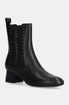 Karl Lagerfeld ghete chelsea de piele BONNIE femei, culoarea negru, cu toc drept, KL30364 imagine