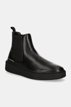 Karl Lagerfeld ghete chelsea de piele FLINT barbati, culoarea negru, KL53340A imagine