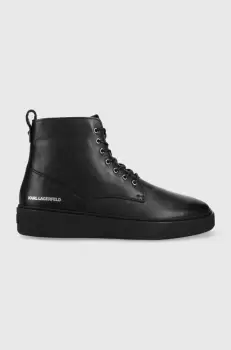 Karl Lagerfeld ghete de piele FLINT barbati, culoarea negru, KL53350 imagine