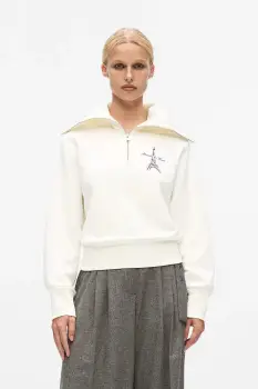 Karl Lagerfeld hanorac de bumbac culoarea bej, cu imprimeu, A4W20067 imagine