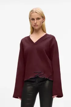 Karl Lagerfeld hanorac de bumbac culoarea bordo, cu imprimeu, A4W20040 imagine