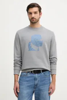 Karl Lagerfeld hanorac de bumbac culoarea gri, cu imprimeu, 554917.705405 imagine