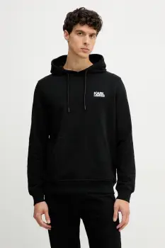 Karl Lagerfeld hanorac de bumbac culoarea negru, cu gluga, cu imprimeu, 554917.705092 imagine