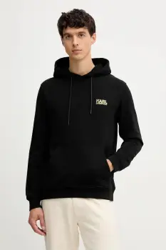 Karl Lagerfeld hanorac de bumbac culoarea negru, cu gluga, cu imprimeu, 554917.705092 imagine