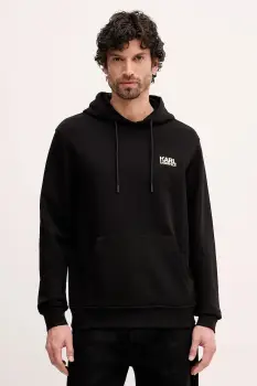 Karl Lagerfeld hanorac de bumbac culoarea negru, cu gluga, cu imprimeu, 561917.705781 imagine