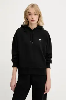 Karl Lagerfeld hanorac de bumbac culoarea negru, cu gluga, melanj, A3W20053 imagine