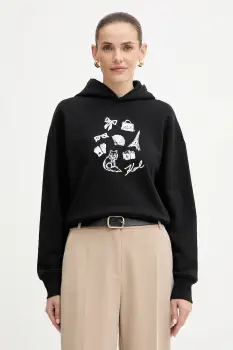 Karl Lagerfeld hanorac de bumbac culoarea negru, cu gluga, modelator, B1W20019 imagine