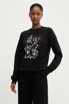 Karl Lagerfeld hanorac de bumbac culoarea negru, cu imprimeu, A3W20065 imagine