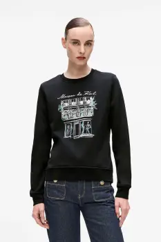 Karl Lagerfeld hanorac de bumbac culoarea negru, cu imprimeu, A4W20065 imagine