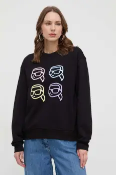 Karl Lagerfeld hanorac de bumbac femei, culoarea negru, cu imprimeu imagine