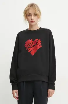 Karl Lagerfeld hanorac de bumbac femei, culoarea negru, cu imprimeu, A1W20045 imagine