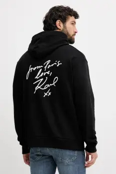 Karl Lagerfeld hanorac de bumbac Karl Lagerfeld x Paris Hilton culoarea negru, cu gluga, cu imprimeu, 554917.705420 imagine