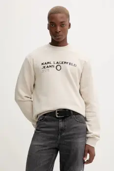 Karl Lagerfeld Jeans bluza culoarea bej, cu imprimeu, A4M20019 imagine