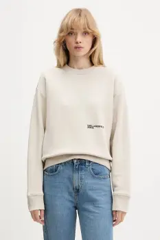 Karl Lagerfeld Jeans bluza culoarea bej, cu imprimeu, A4W20003 imagine