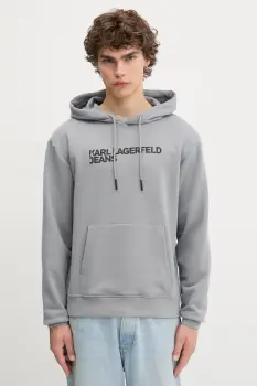 Karl Lagerfeld Jeans bluza culoarea negru, cu gluga, cu imprimeu, A2M20049 imagine