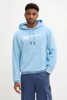 Karl Lagerfeld Jeans bluza culoarea negru, cu gluga, cu imprimeu, A2M20049 imagine