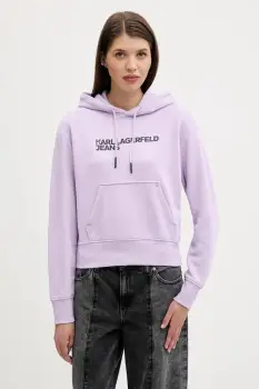 Karl Lagerfeld Jeans bluza culoarea negru, cu gluga, cu imprimeu, A2W20053 imagine