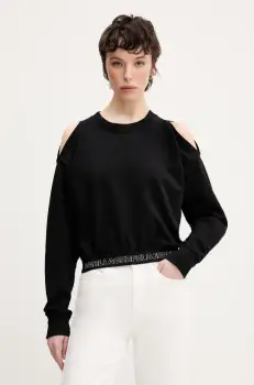 Karl Lagerfeld Jeans bluza femei, culoarea negru, uni, A2W20062 imagine