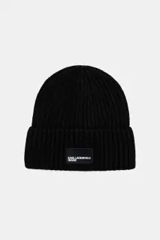 Karl Lagerfeld Jeans caciula din amestec de lana culoarea negru, din tricot gros, A3M33115 imagine