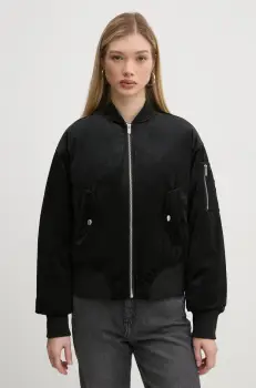 Karl Lagerfeld Jeans geaca bomber femei, culoarea negru, de iarna, oversize, A1W15010 imagine