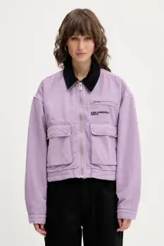 Karl Lagerfeld Jeans geaca de bumbac culoarea violet, de tranzitie, oversize, A3W14016 imagine