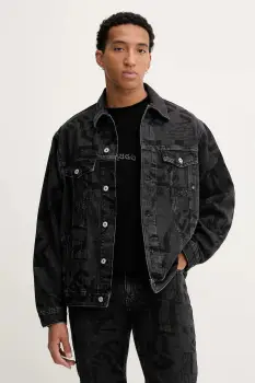 Karl Lagerfeld Jeans geaca jeans culoarea negru, de tranzitie, oversize, A4M14013 imagine