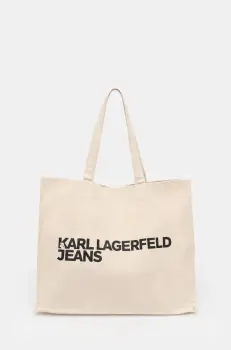 Karl Lagerfeld Jeans geanta de bumbac culoarea bej, A1W50002 imagine