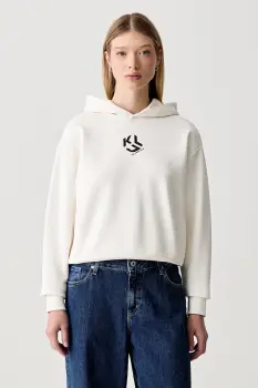 Karl Lagerfeld Jeans hanorac cu gluga pentru femei cu bumbac imagine