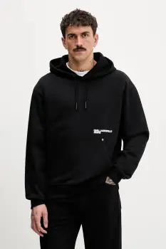 Karl Lagerfeld Jeans hanorac de bumbac culoarea negru, cu gluga, B1M20058 imagine
