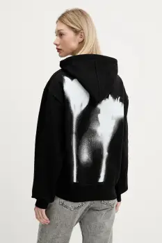 Karl Lagerfeld Jeans hanorac de bumbac culoarea negru, cu gluga, cu imprimeu, A3W20038 imagine