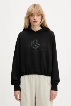 Karl Lagerfeld Jeans hanorac de bumbac culoarea negru, cu gluga, cu imprimeu, A4W20004 imagine