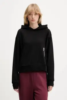 Karl Lagerfeld Jeans hanorac de bumbac culoarea negru, cu gluga, cu imprimeu, A4W20005 imagine