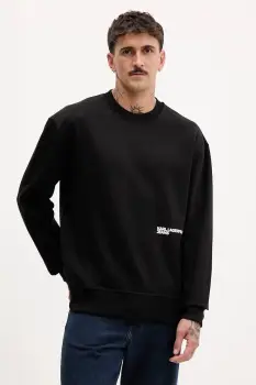 Karl Lagerfeld Jeans hanorac de bumbac culoarea negru, cu imprimeu, A4M20014 imagine