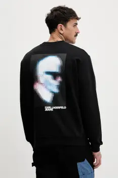 Karl Lagerfeld Jeans hanorac de bumbac culoarea negru, cu imprimeu, B1M20052 imagine