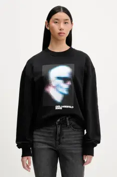 Karl Lagerfeld Jeans hanorac de bumbac culoarea negru, cu imprimeu, B1W20049 imagine